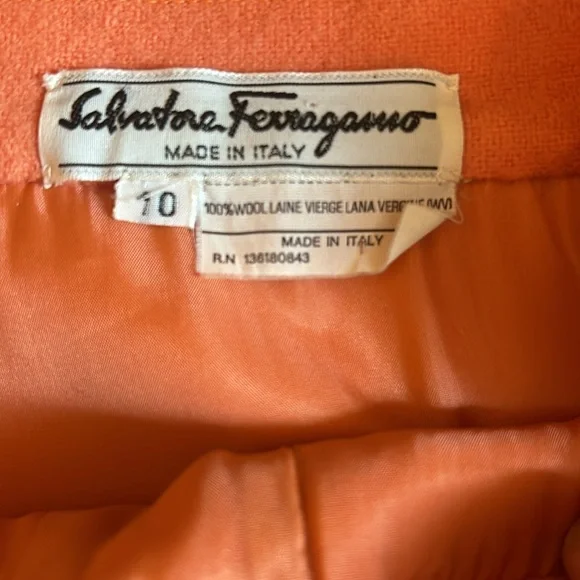 Salvatore Ferragamo Orange Pencil Skirt Knee-Length Pleated - Picture 5 of 5